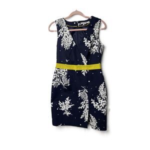 Boden Womens Navy White Textured Sleeveless Floral Shift‎ Dress Size 6P